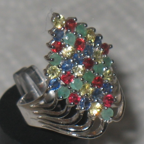 WOMEN'S SILVER GEMSTONE RING - Picture 2 of 3